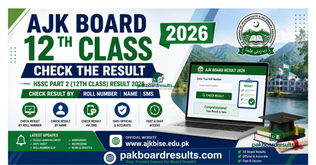 AJK Board 12th Class Check the result 2026